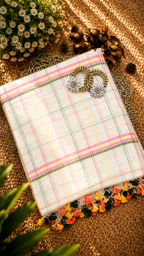 Mul Cotton Kantha Embroidery Saree White