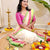 Mul Cotton- Off White With Kanchi Pink And Green Border