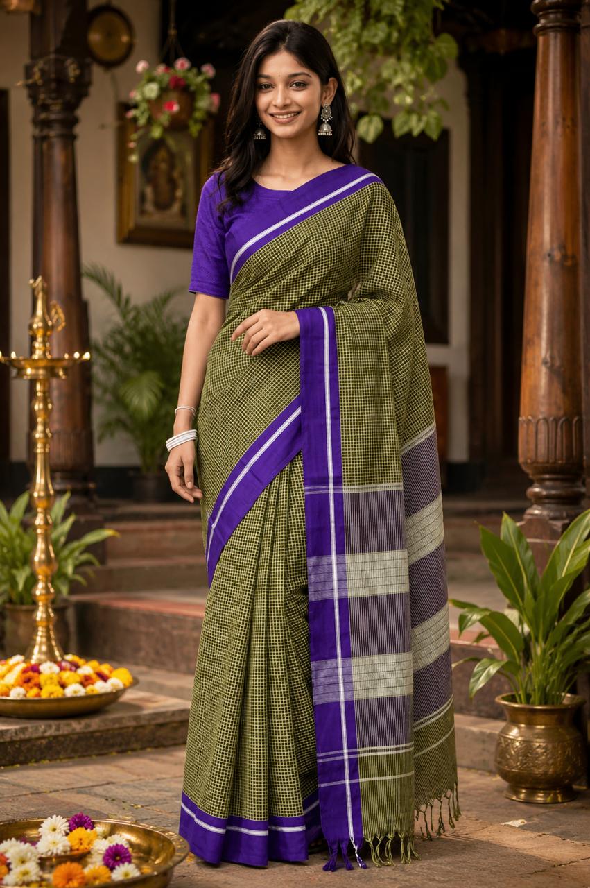 Patteds Anchu- small checks Yellow