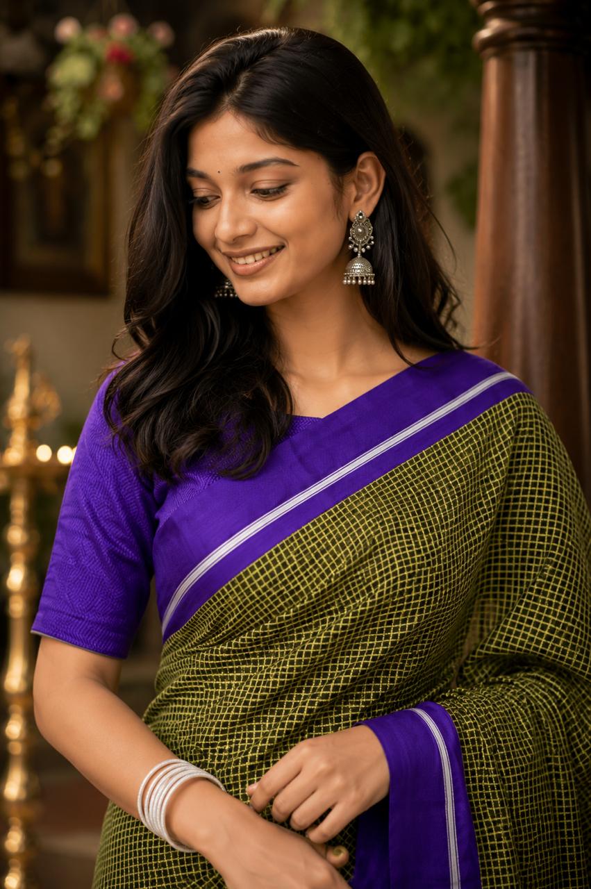 Patteds Anchu- small checks Yellow