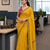 Mul Cotton Kantha Embroidery Saree Yellow