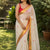 Mul cotton-Off White Saree with Red Border with Gold Zari