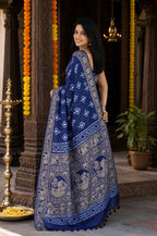 Dola Silk Saree indigo