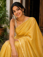 Silk Linen Saree Yellow