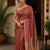 Silk Linen Saree Brick Red