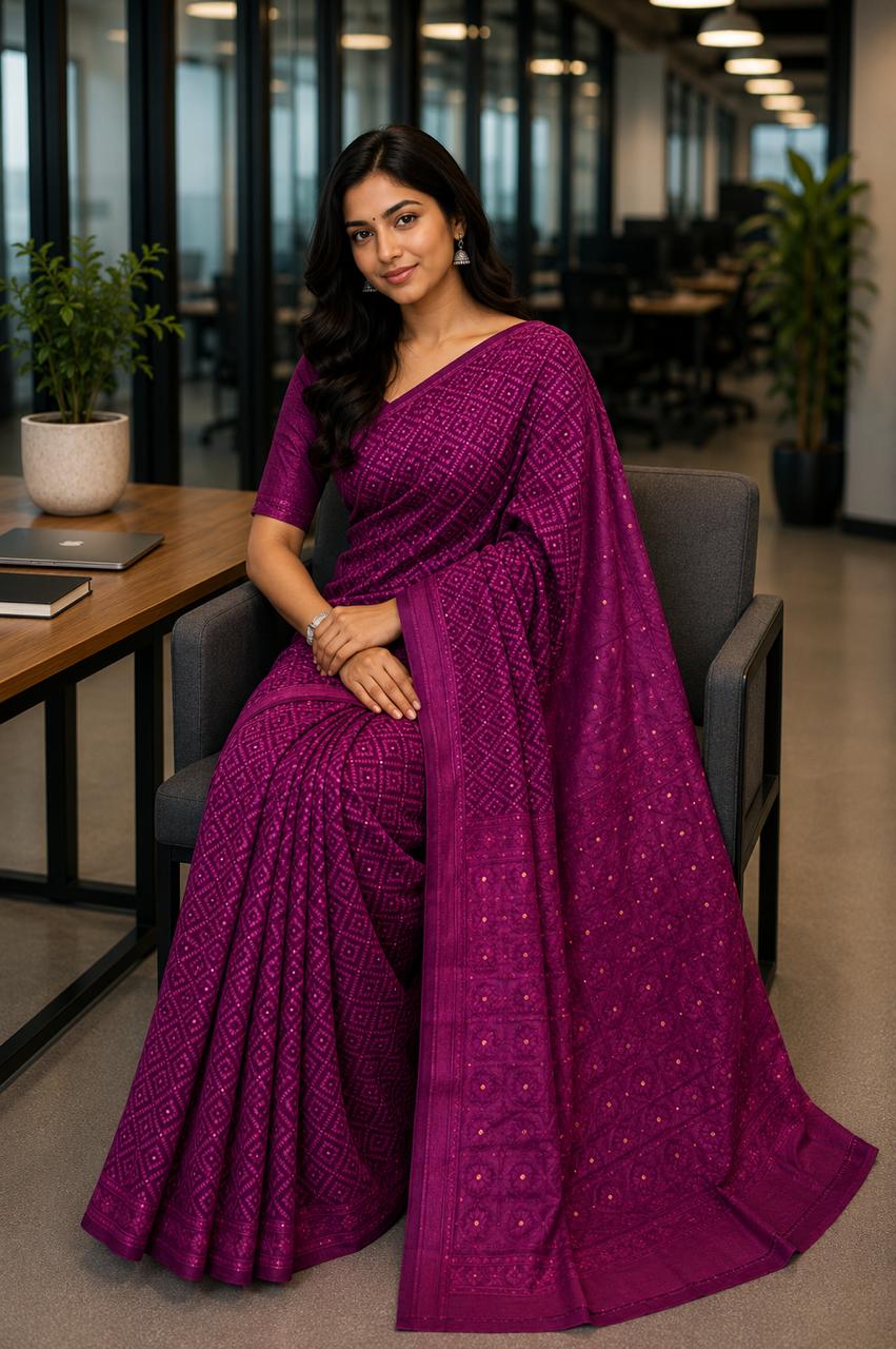 Cotton Jamdani Saree Black