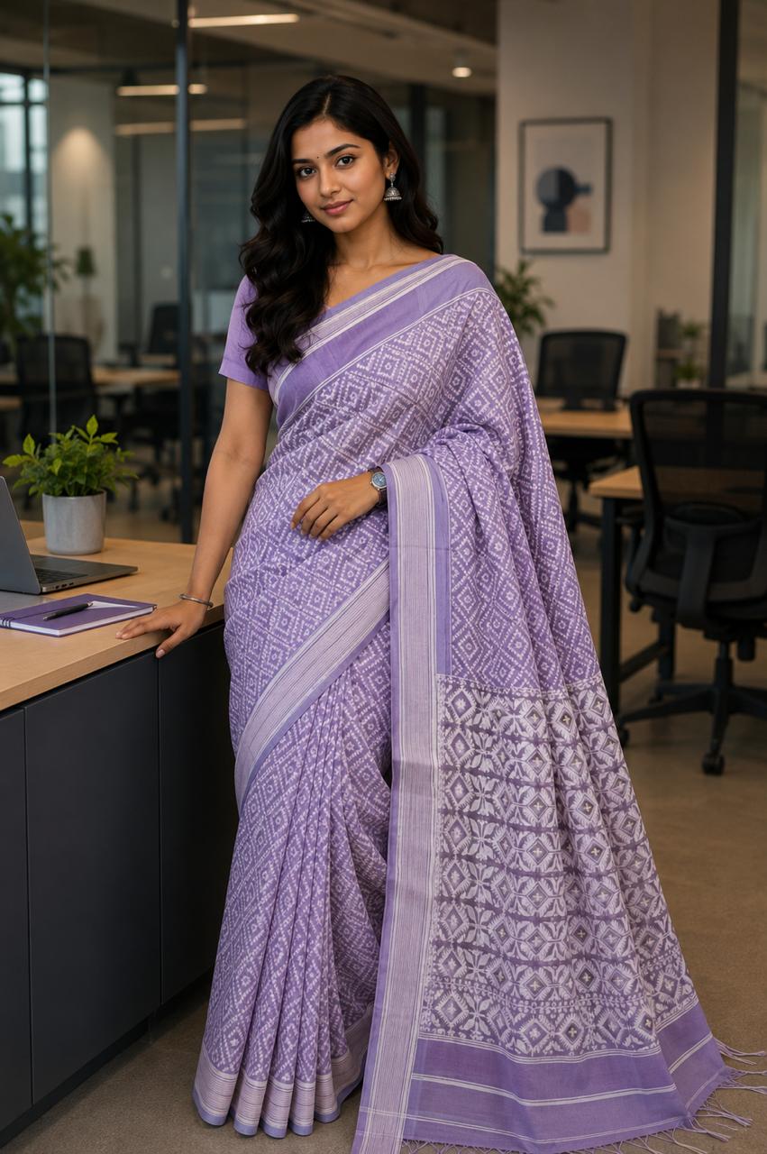 Cotton Jamdani Saree Black
