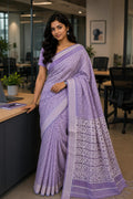 Cotton Jamdani Saree Lavender