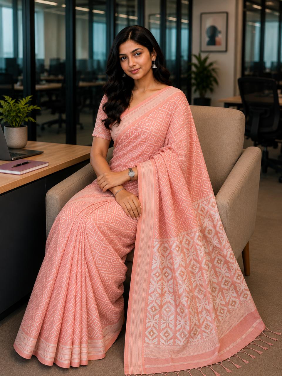 Cotton Jamdani Saree Black