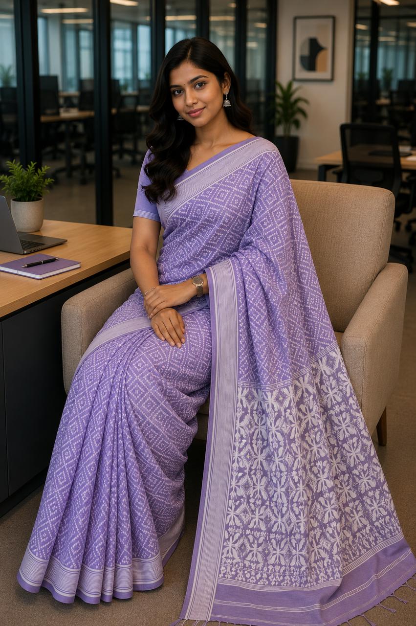 Cotton Jamdani Saree Black