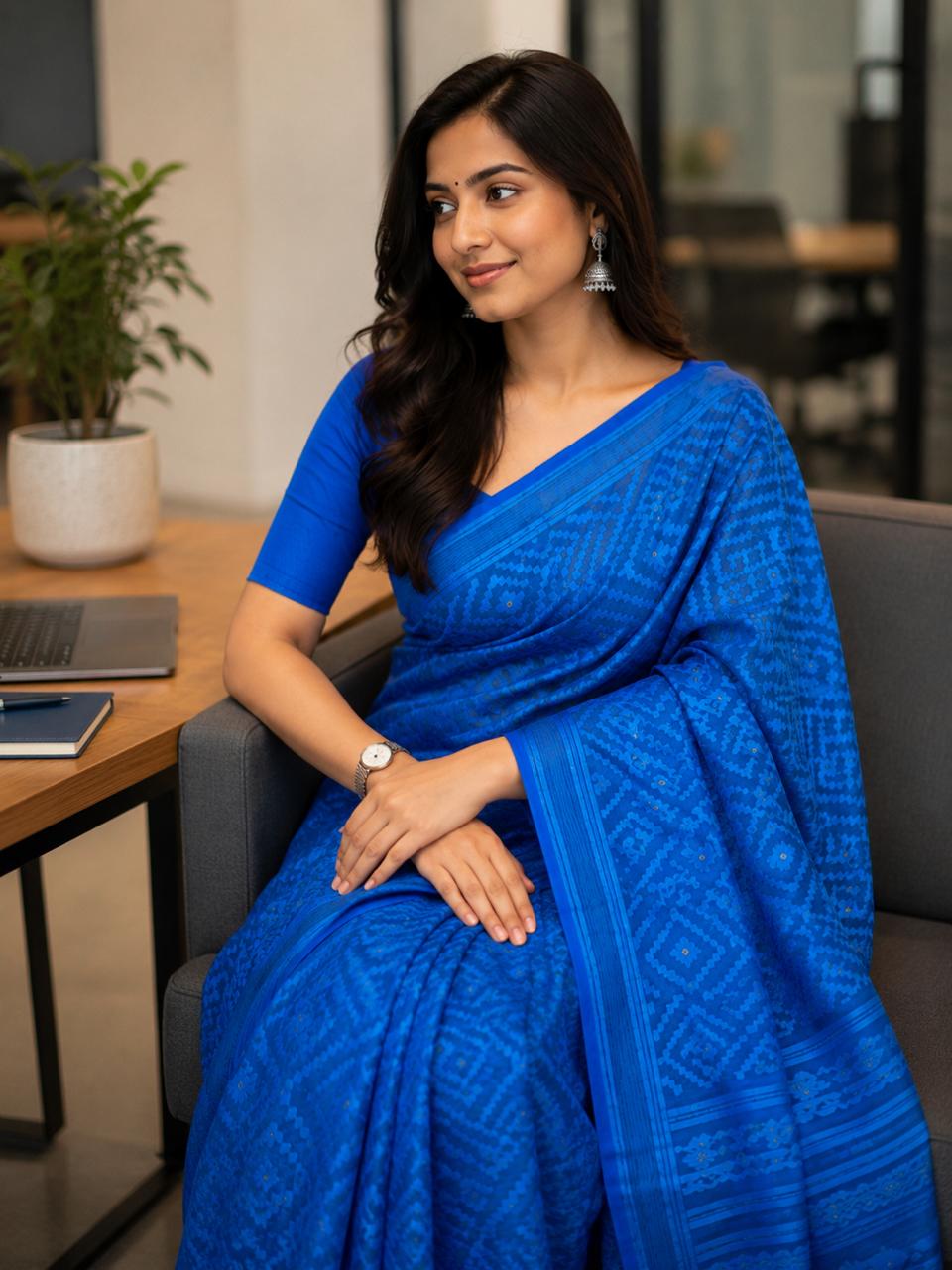 Cotton Jamdani Saree Black