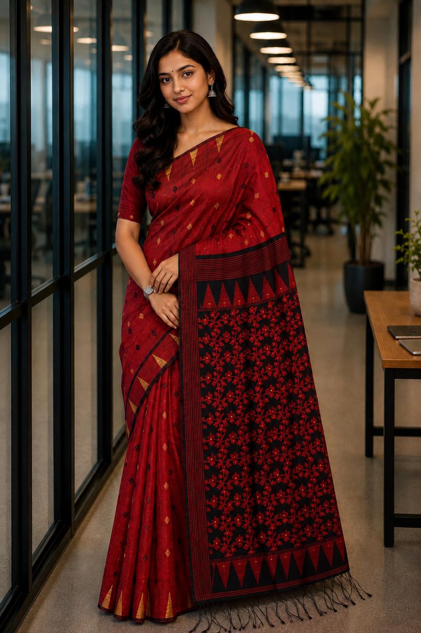 Cotton Silk Jamdani Saree