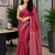 Pure Linen Saree Red