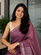 Pure Linen Saree -Mauve