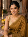 Linen Tissue Saree golden brown