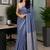 Dusty Blue Pure Linen Saree