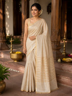 Linen Tissue Saree Ivory