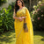 Pure Linen Saree With Hand Embroidery Yellow