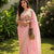 Pure Linen Saree With Hand Embroidery Peach