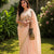 Pure Linen Saree  With Hand Embroidery Chic Peach