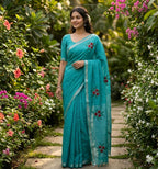 Pure Linen Saree with Hand Embroidery
