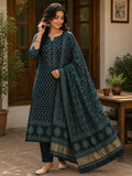Modal Silk two piece dress material set- Indigo