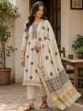 Premium Modal Silk two piece dress material set- Off White