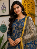 Kota Doria 3 Piece Dress Material -Blue