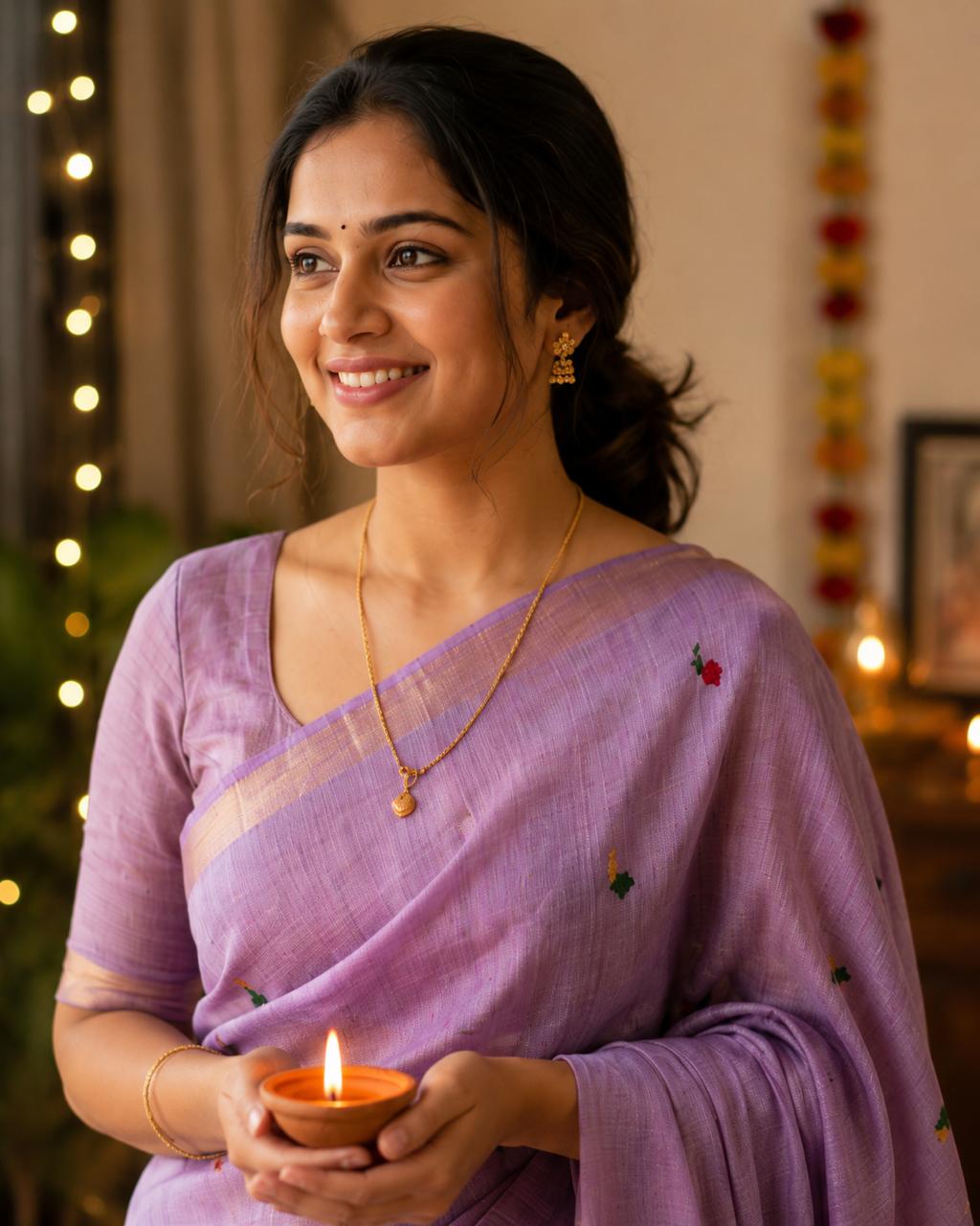 Silk Linen Jamdani Saree-Paithani Inspired