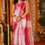 Pure Linen Saree With Rwd and Pink checks