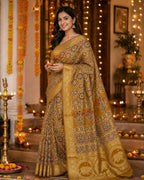 Premium Dola Silk Saree mustard yellow