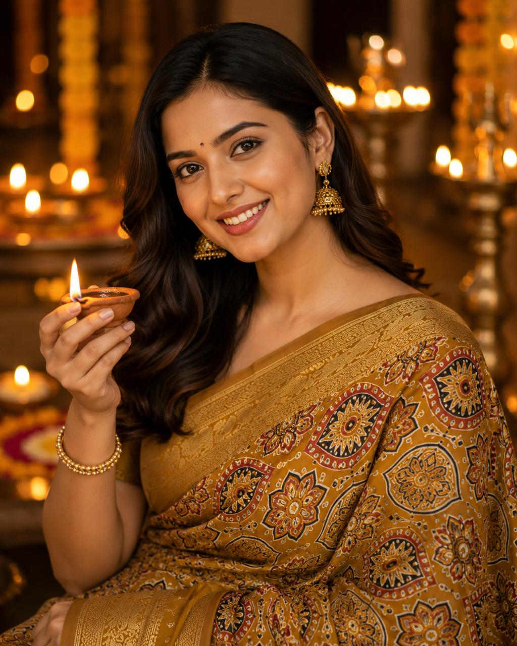 Premium Dola Silk Saree mustard yellow
