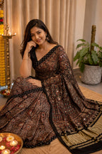 Modal Silk Saree with mirrorwork