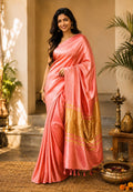Plain Modal Silk Saree -Peach