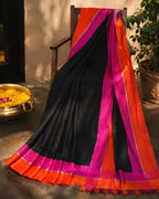 Mul Cotton Saree Black