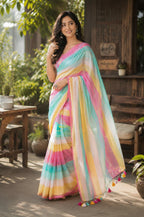 Mul Cotton Saree -rainbow