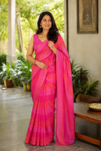 Mul Cotton Saree red-pink striped