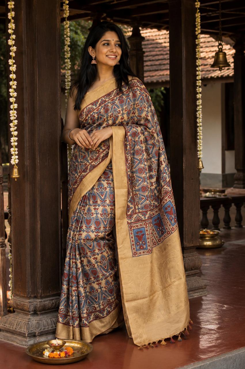 Dola Silk Saree beige