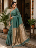Silk Linen Saree Green