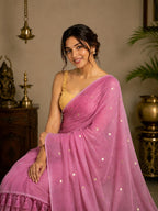 Mul Cotton with Chumki and tassels- Pink