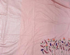Pure Linen Saree With Hand Embroidery Peach