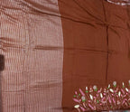 Pure Linen Saree  With Hand Embroydery Brown
