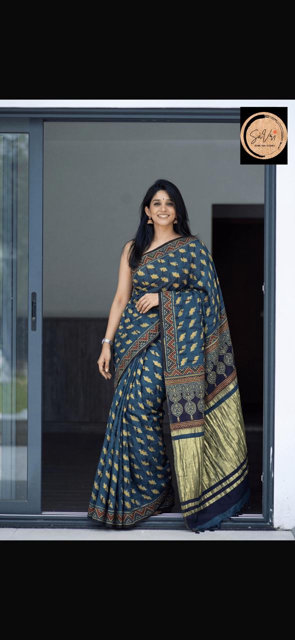 Modal Silk Saree Blue