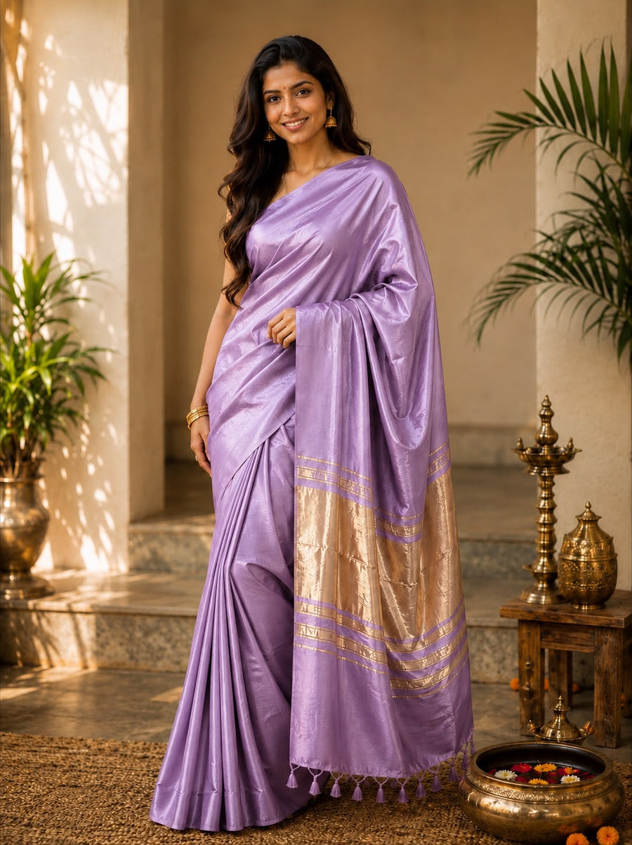 Plain  Modal Silk Saree -Lavender