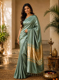 Plain Modal Silk Saree = Sage Green