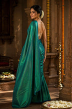 Raga Tissue Cotton Saree Emmerald Green
