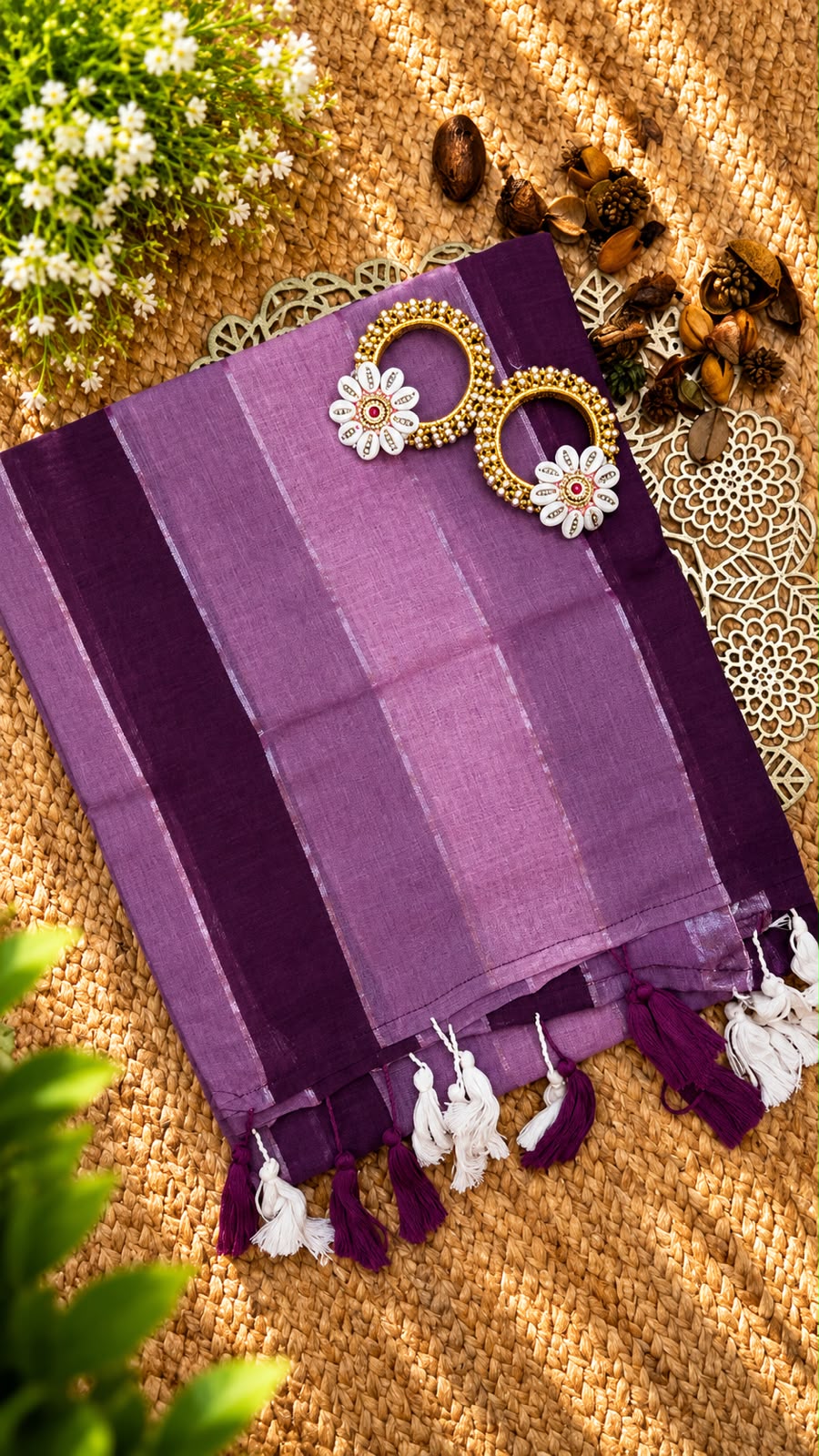 Mul Cotton Saree Purple