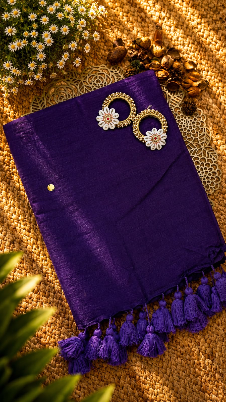 Mul Cotton Chumki Work- Purple
